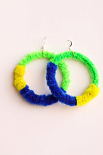 Load image into Gallery viewer, Bright Hoop Earrings – Green, Blue &amp; Yellow